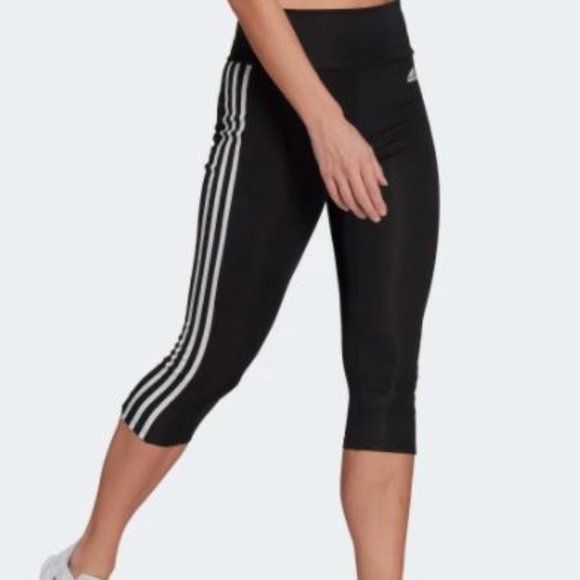 Adidas High Rise 3 Stripe Capri Pant Size Small - Picture 3 of 3